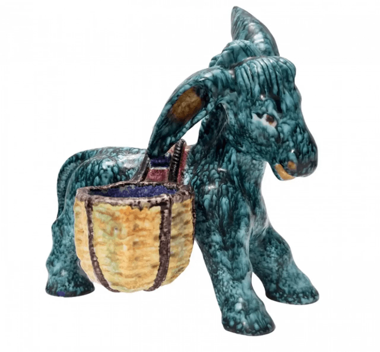 Terracotta donkey-shaped table salt shaker by Deruta, 1980s 1