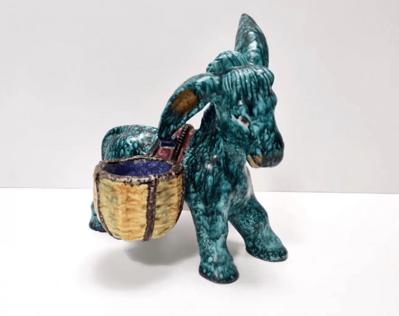 Terracotta donkey-shaped table salt shaker by Deruta, 1980s 2