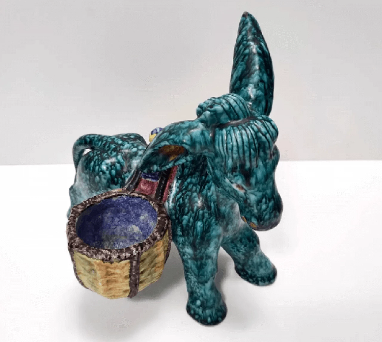 Terracotta donkey-shaped table salt shaker by Deruta, 1980s 4