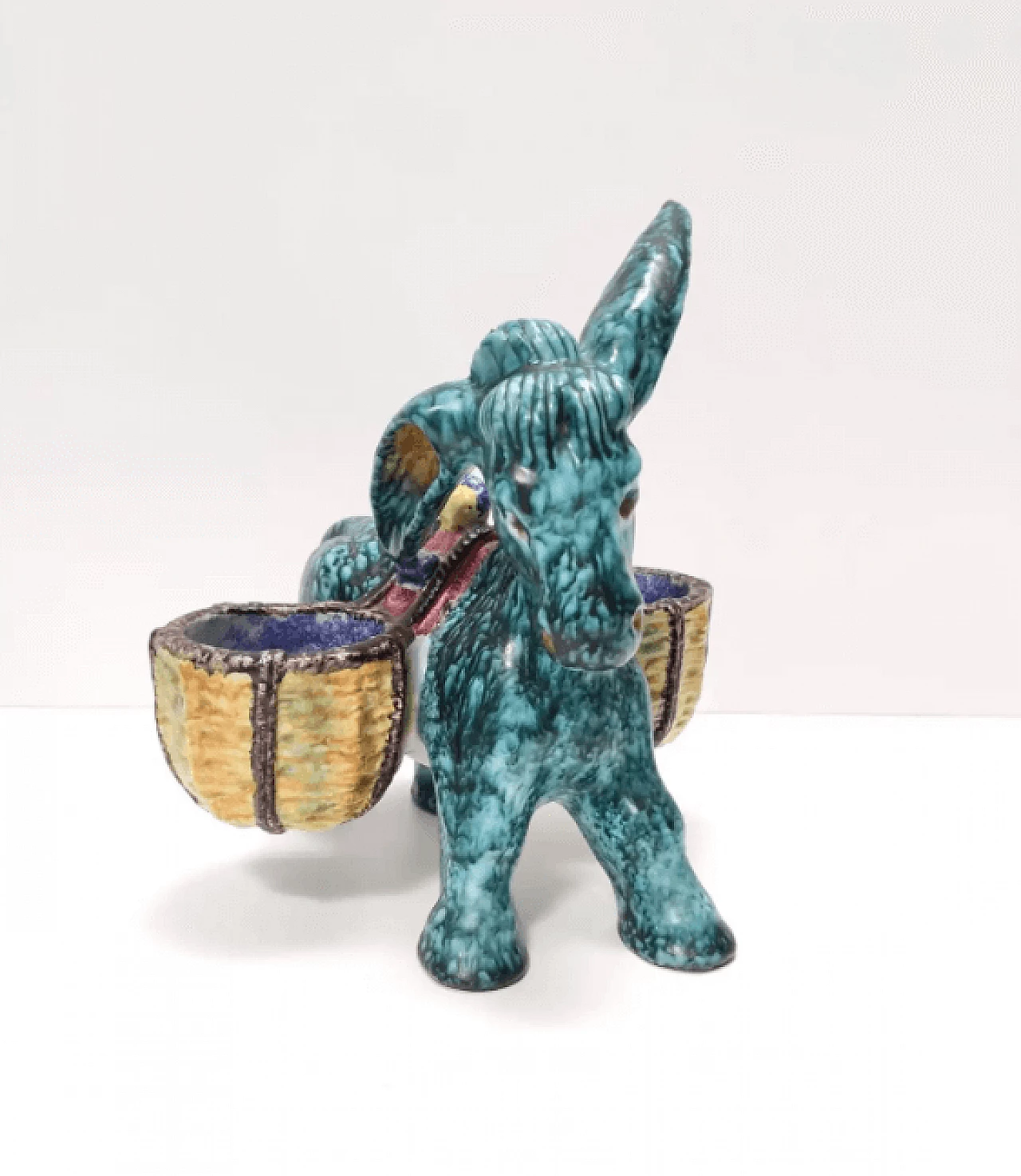 Terracotta donkey-shaped table salt shaker by Deruta, 1980s 5