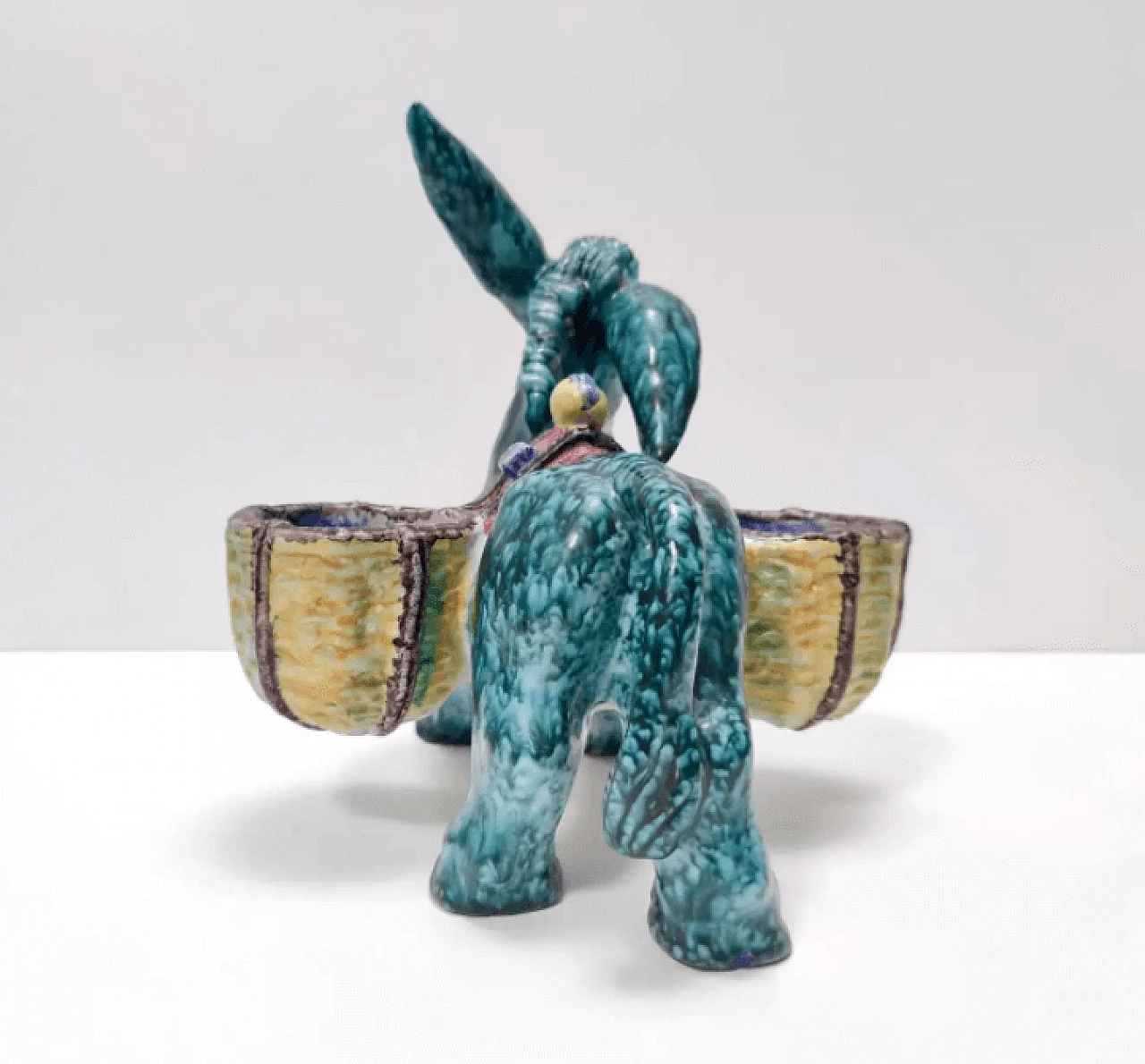 Terracotta donkey-shaped table salt shaker by Deruta, 1980s 8