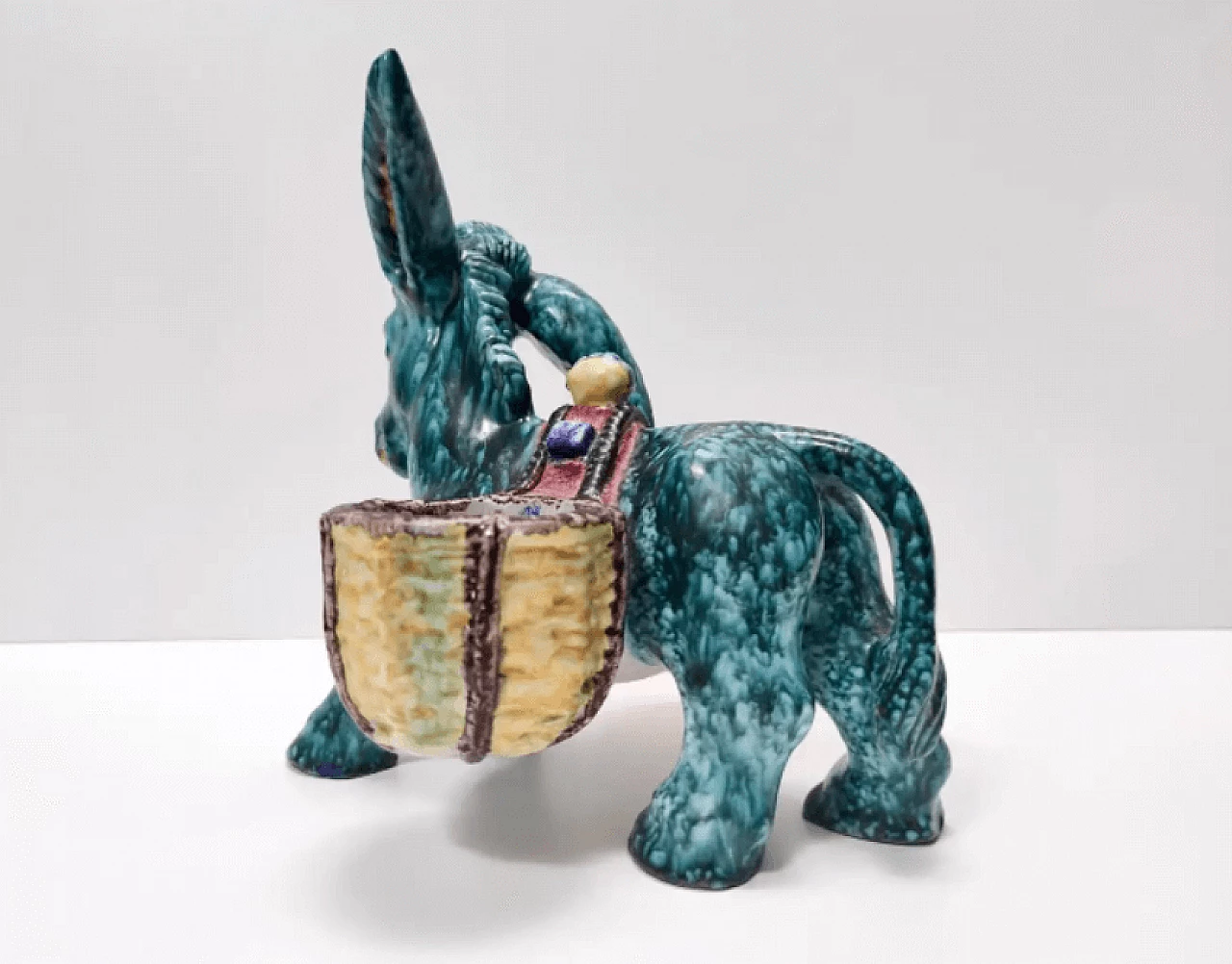 Terracotta donkey-shaped table salt shaker by Deruta, 1980s 9