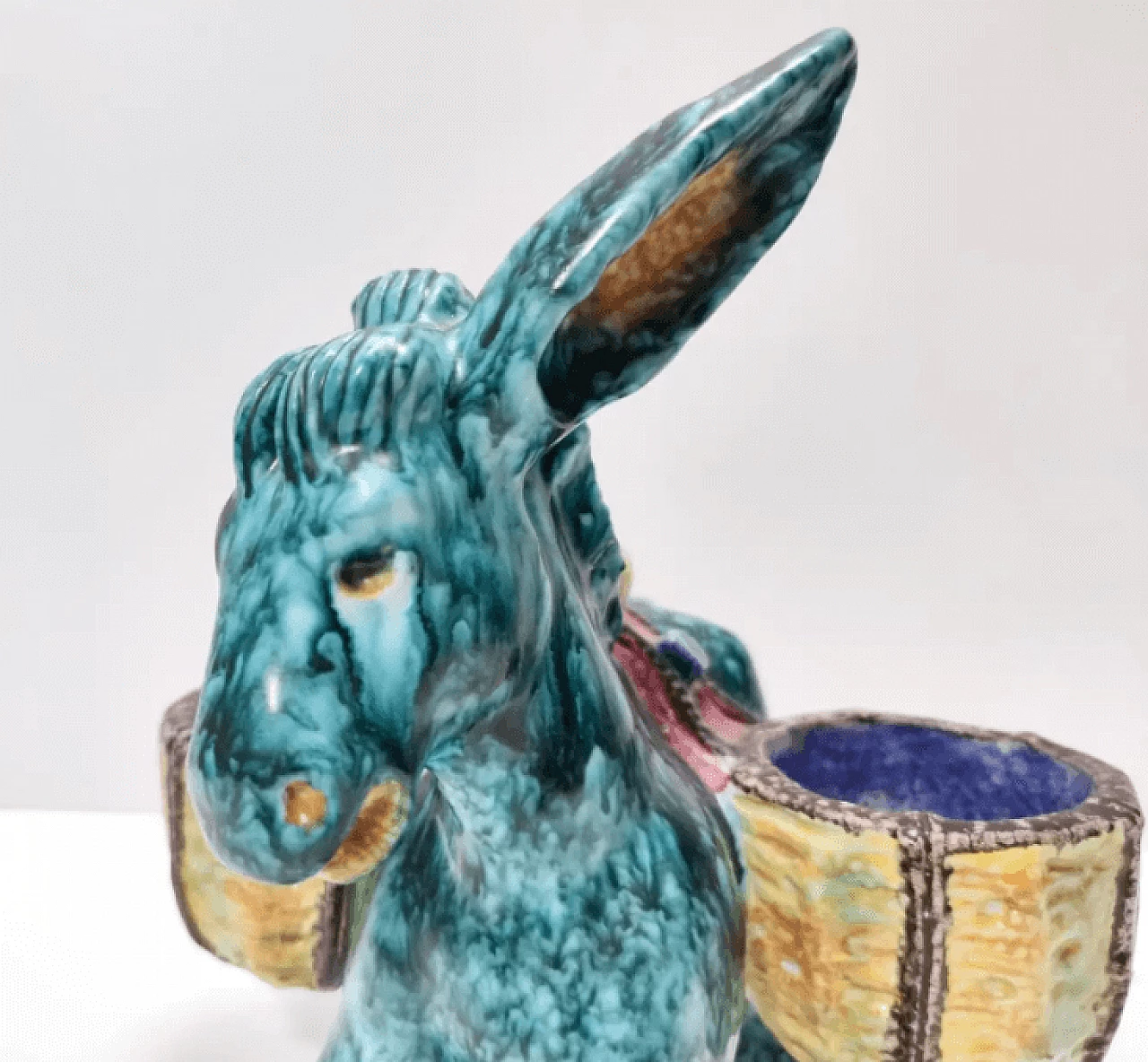 Terracotta donkey-shaped table salt shaker by Deruta, 1980s 13