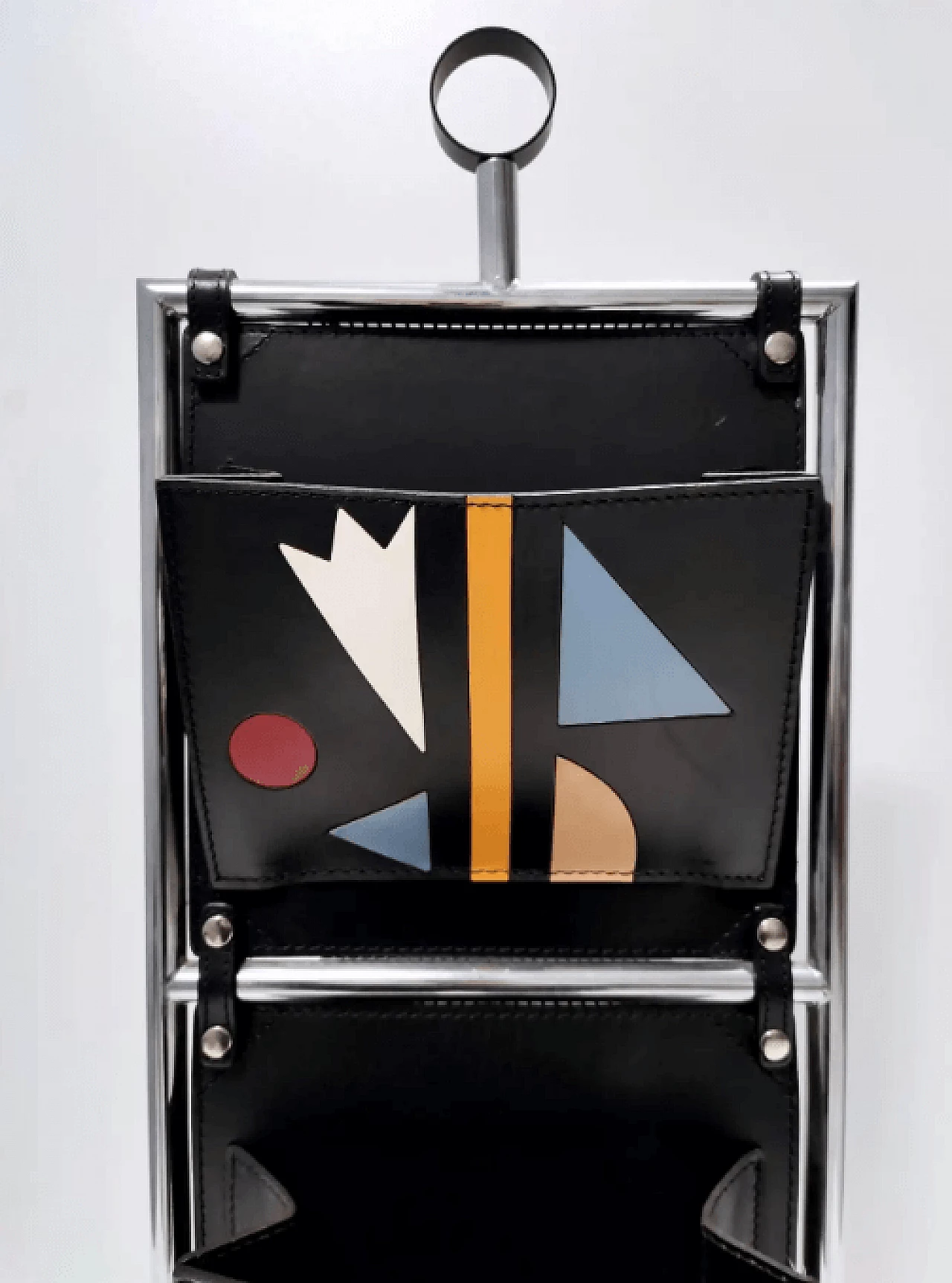 Leather and chrome-plated metal magazine rack by Salmistraro, 1980s 9