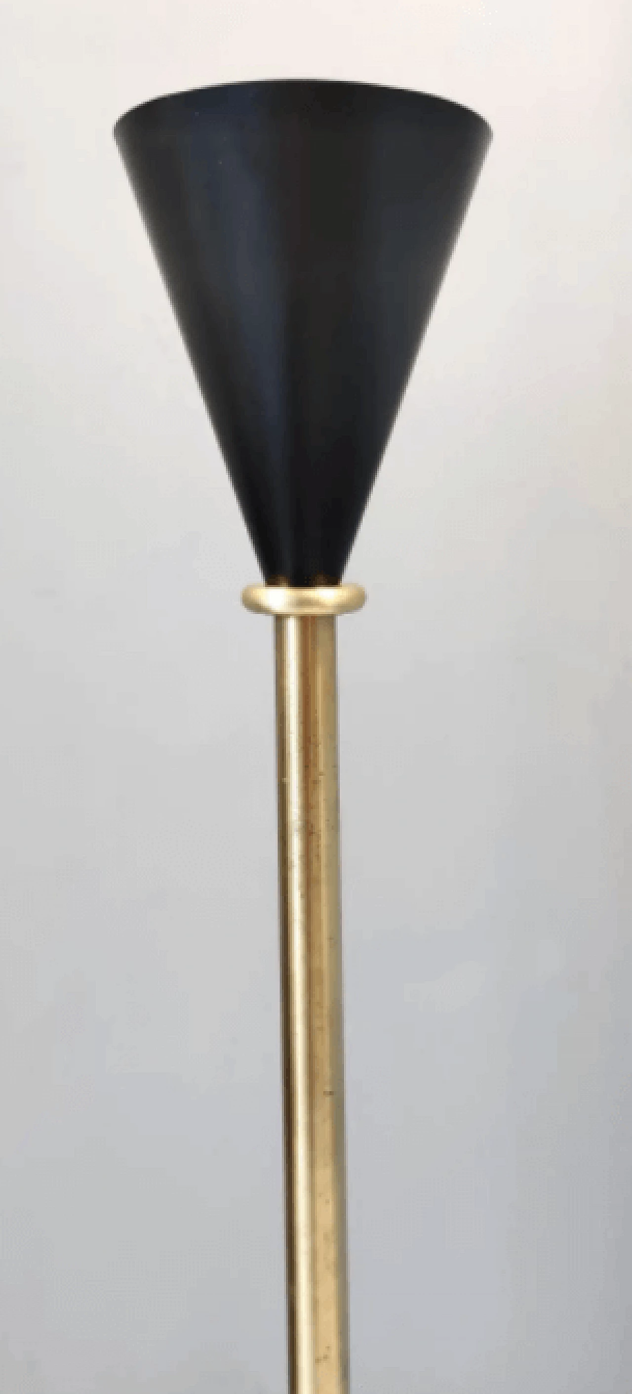 Brass and black painted aluminum floor lamp, 1950s 6