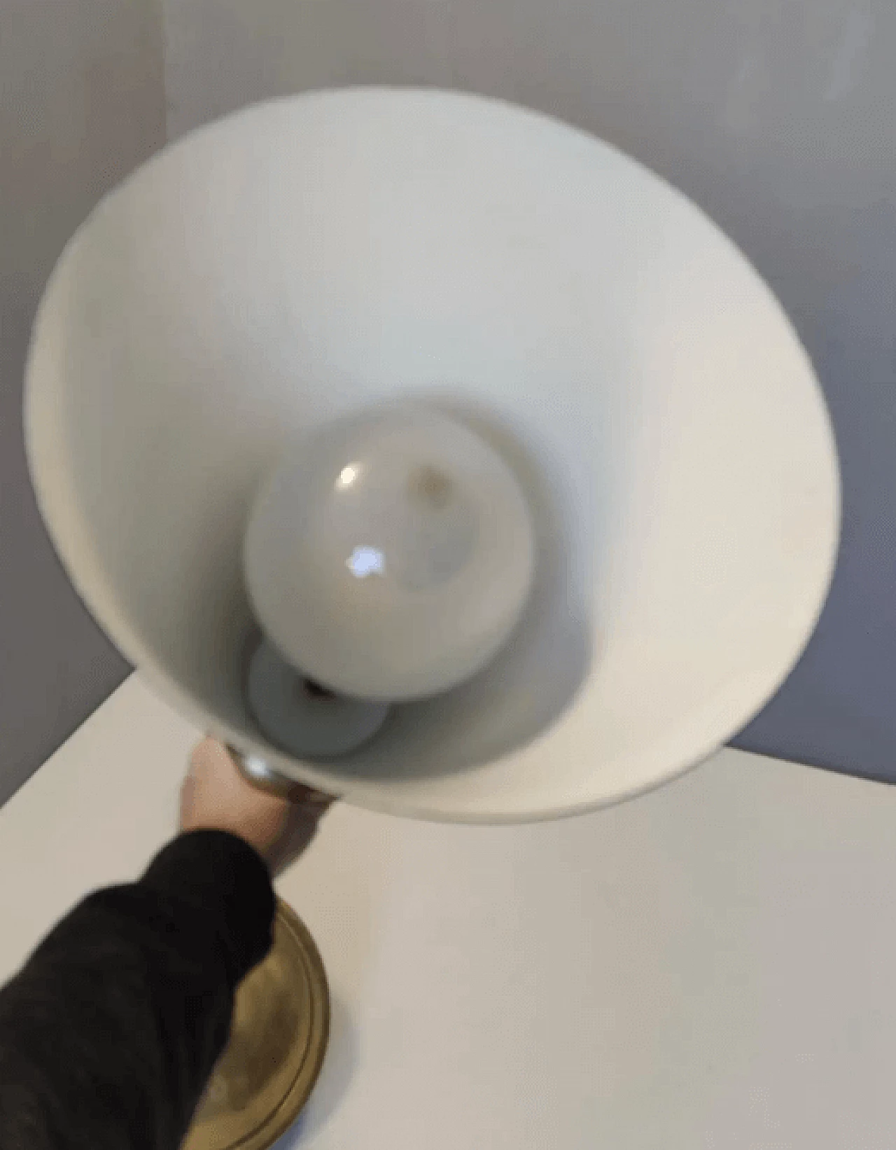 Brass and black painted aluminum floor lamp, 1950s 8