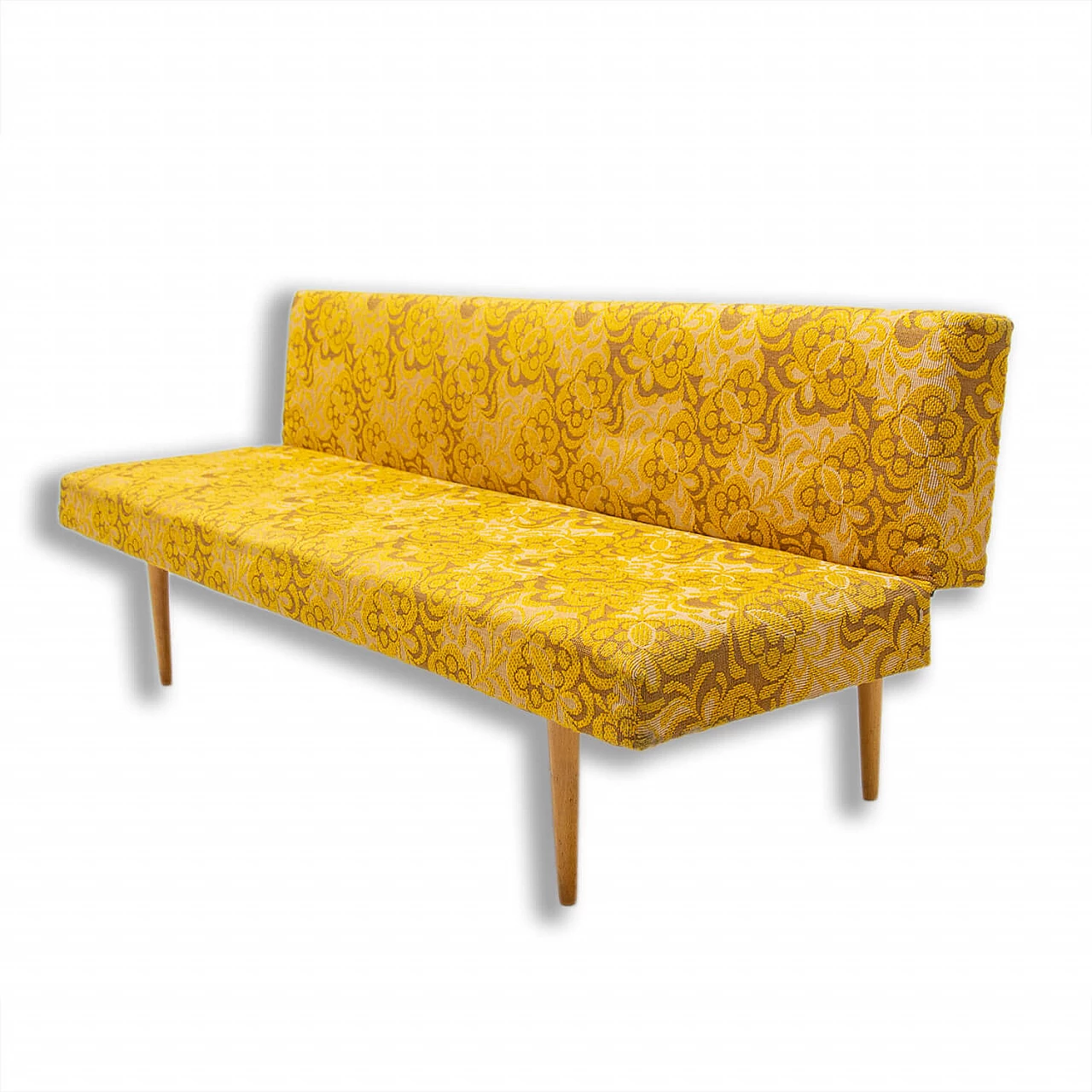 Miroslav Navrátil's folding bed in beech and fabric, 1960s 1
