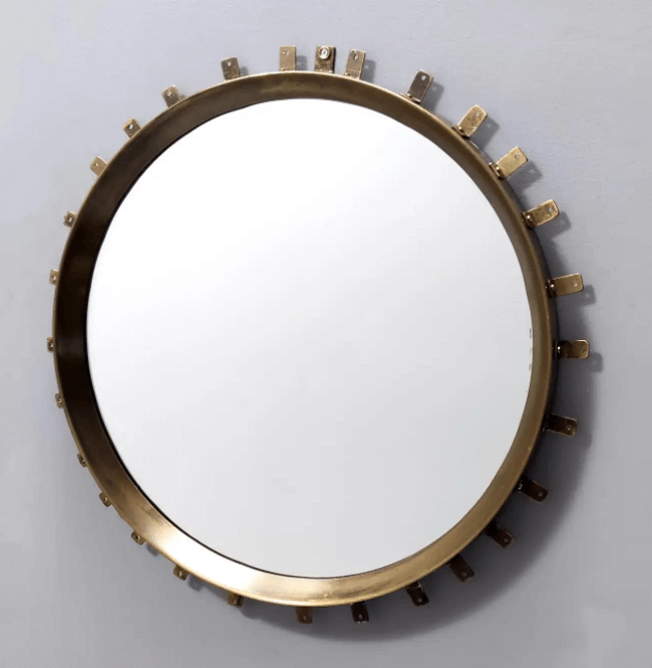 Specchio da parete in vetro martellato e ottone a forma di sole 9