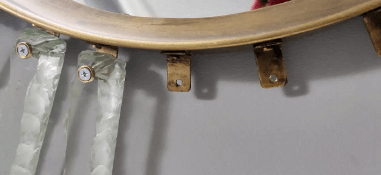 Specchio da parete in vetro martellato e ottone a forma di sole 11