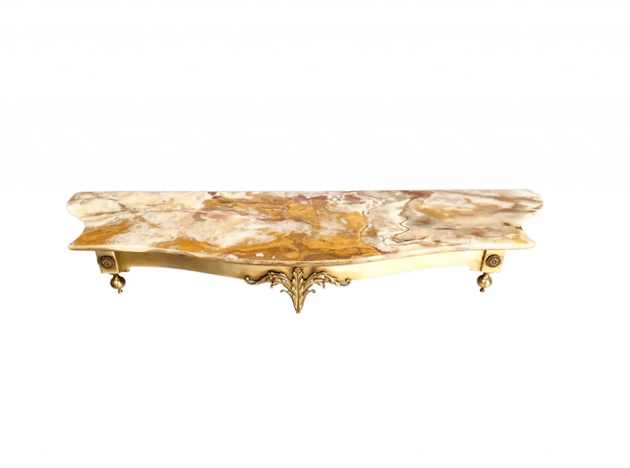 Iron, brass and yellow onyx hanging console, 1950s 1