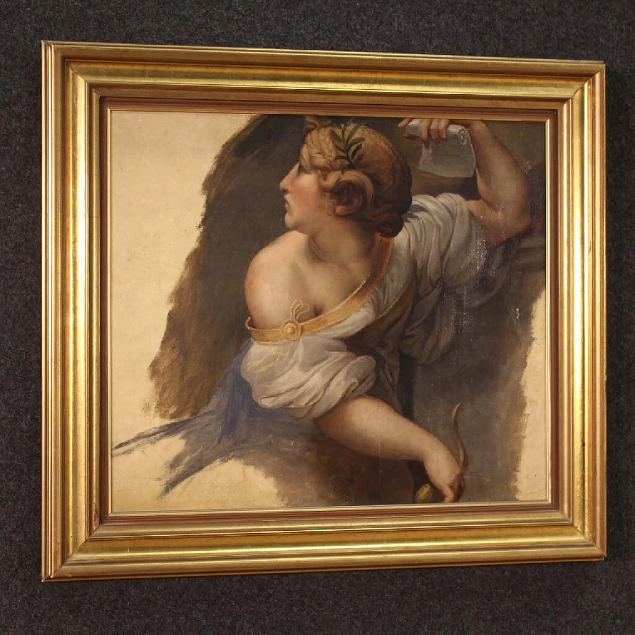 Antique oil painting of Sibyl, 19th century 4