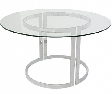 Round steel and glass table by Vittorio Introini for Vips Residence, 1970s