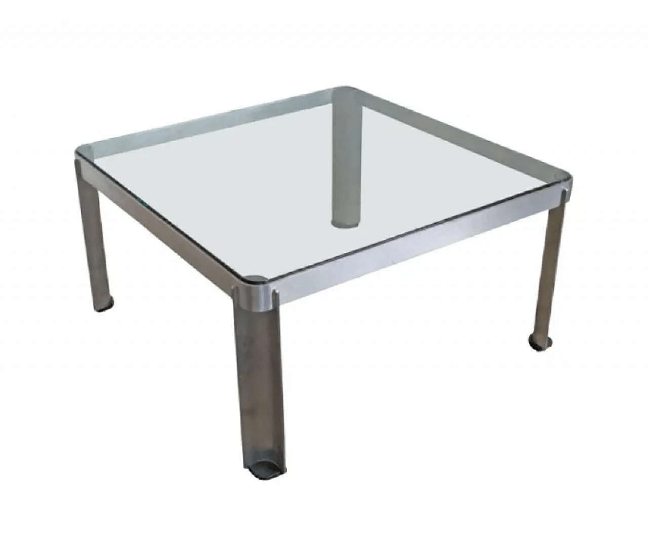 T113 steel and crystal coffee table by Osvaldo Borsani, 1970s 1