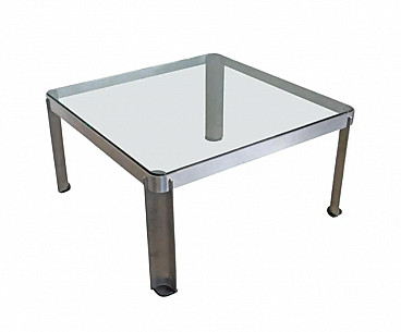 Tavolino in acciaio e cristallo T113 di Osvaldo Borsani, anni '70