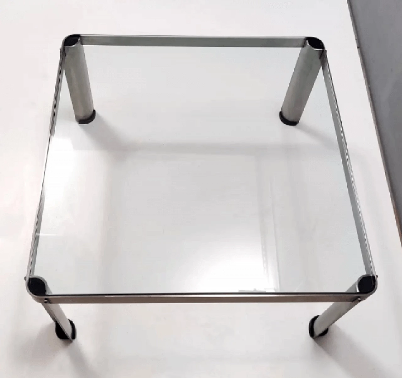 T113 steel and crystal coffee table by Osvaldo Borsani, 1970s 6