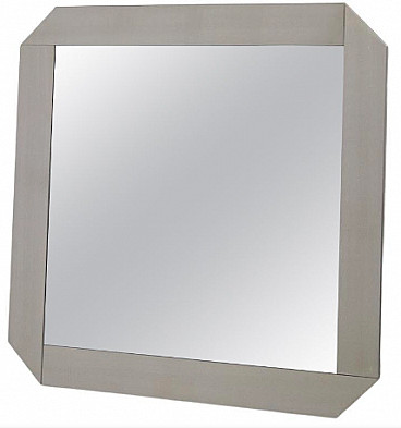 Square mirror with gray wood frame by Vittorio Introini for Vips Residence, 1970s