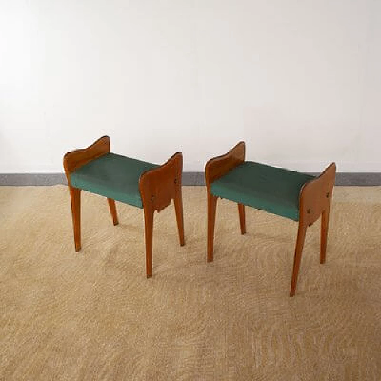 Pair of wooden benches in the style of Ico Parisi, 1950s 3