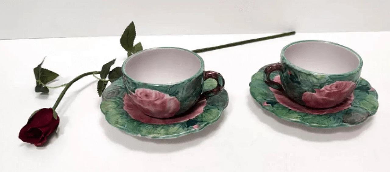 Coppia di tazze da tè in terracotta di Zaccagnini, anni '40 3