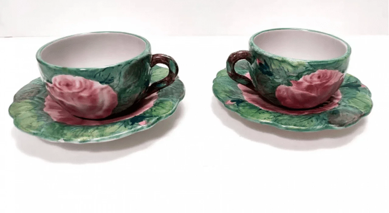 Coppia di tazze da tè in terracotta di Zaccagnini, anni '40 4