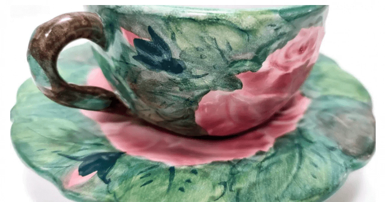 Coppia di tazze da tè in terracotta di Zaccagnini, anni '40 14