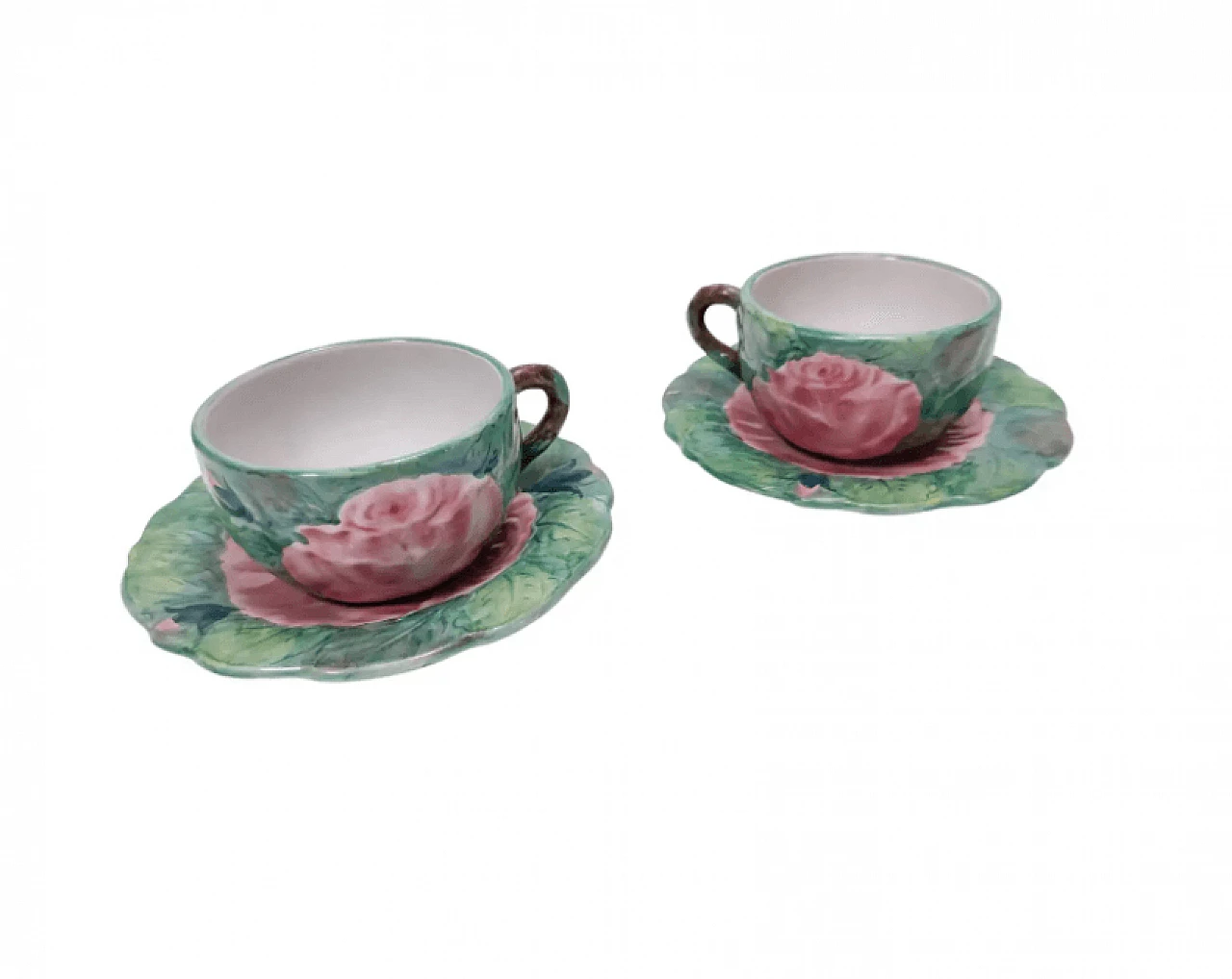 Coppia di tazze da tè in terracotta di Zaccagnini, anni '40 15