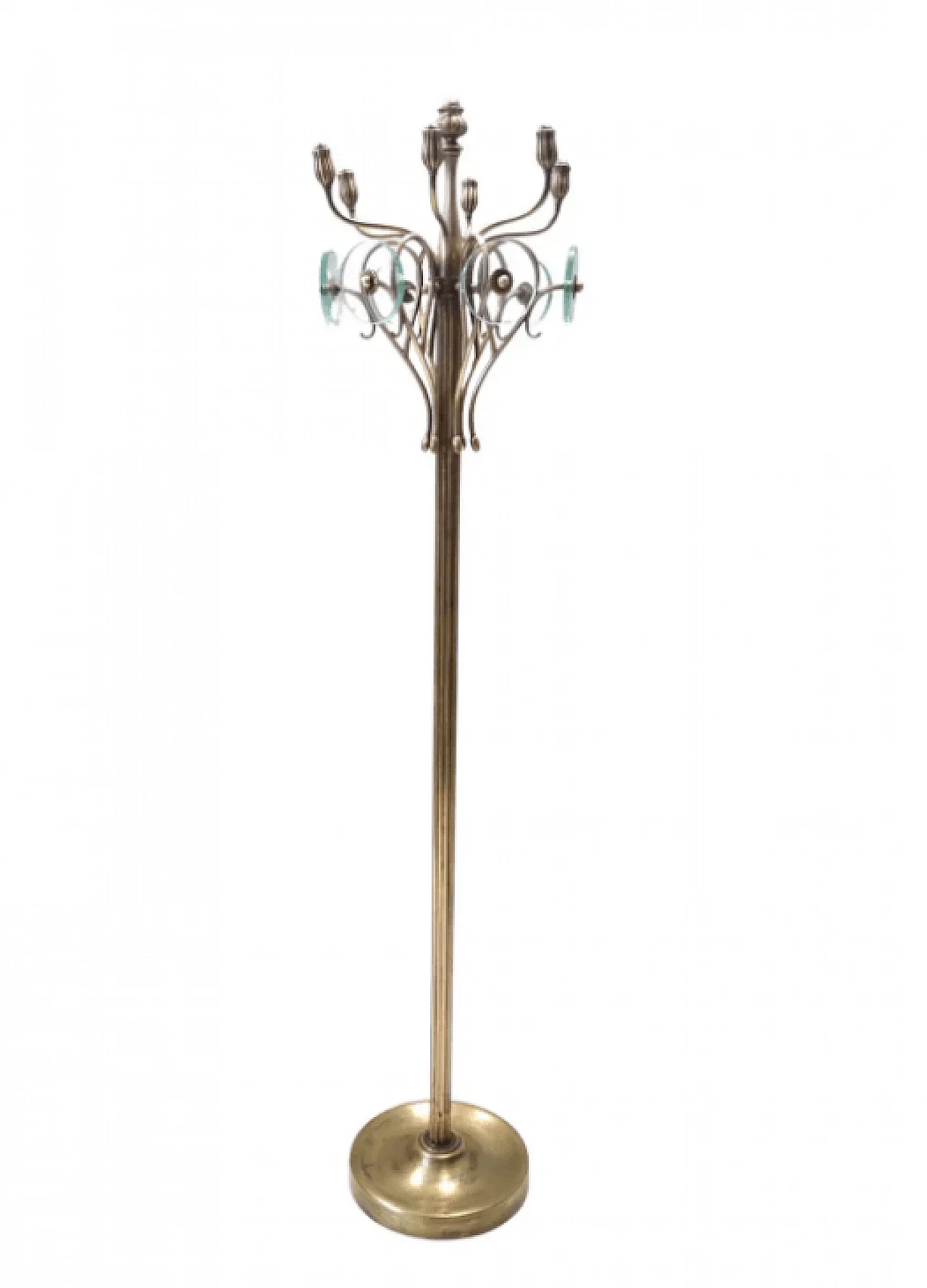Brass and glass swivel coat rack, 1940s 1