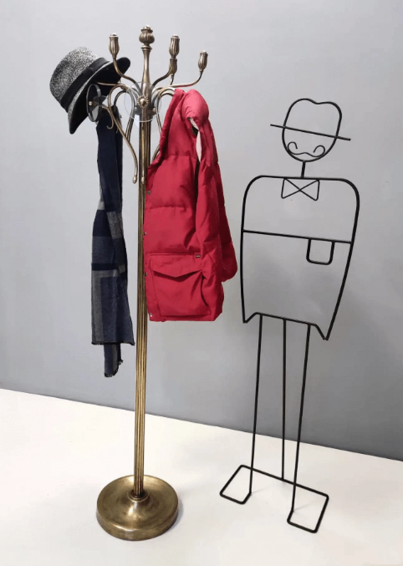 Brass and glass swivel coat rack, 1940s 3