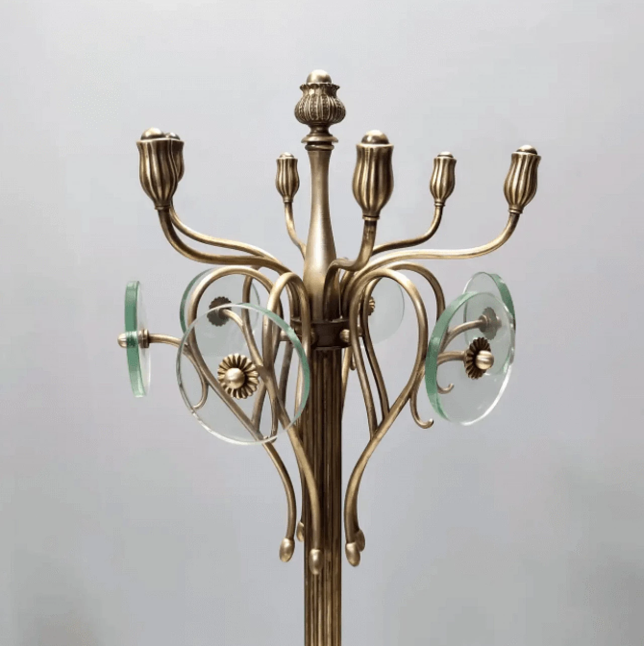 Brass and glass swivel coat rack, 1940s 7