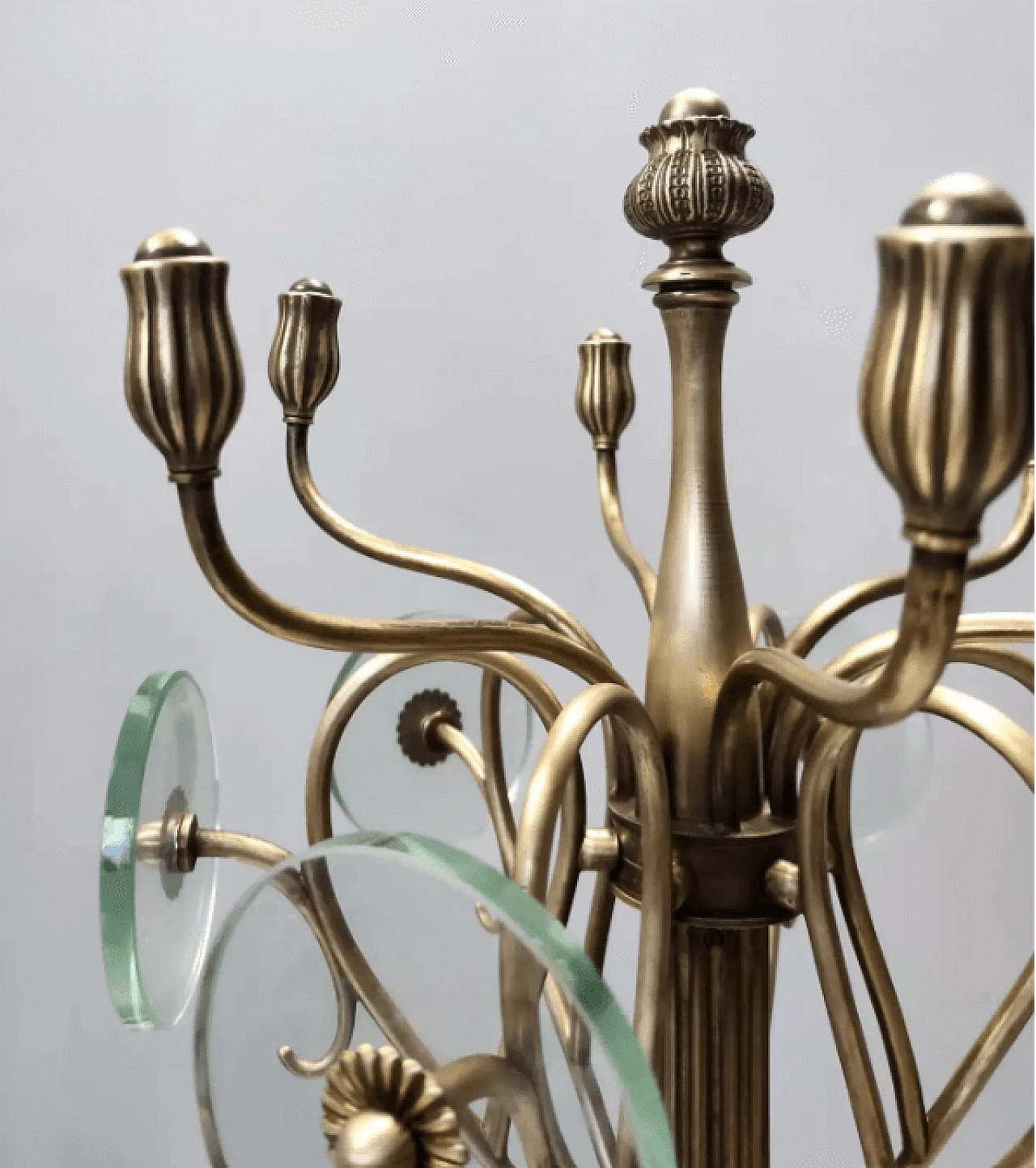Brass and glass swivel coat rack, 1940s 8