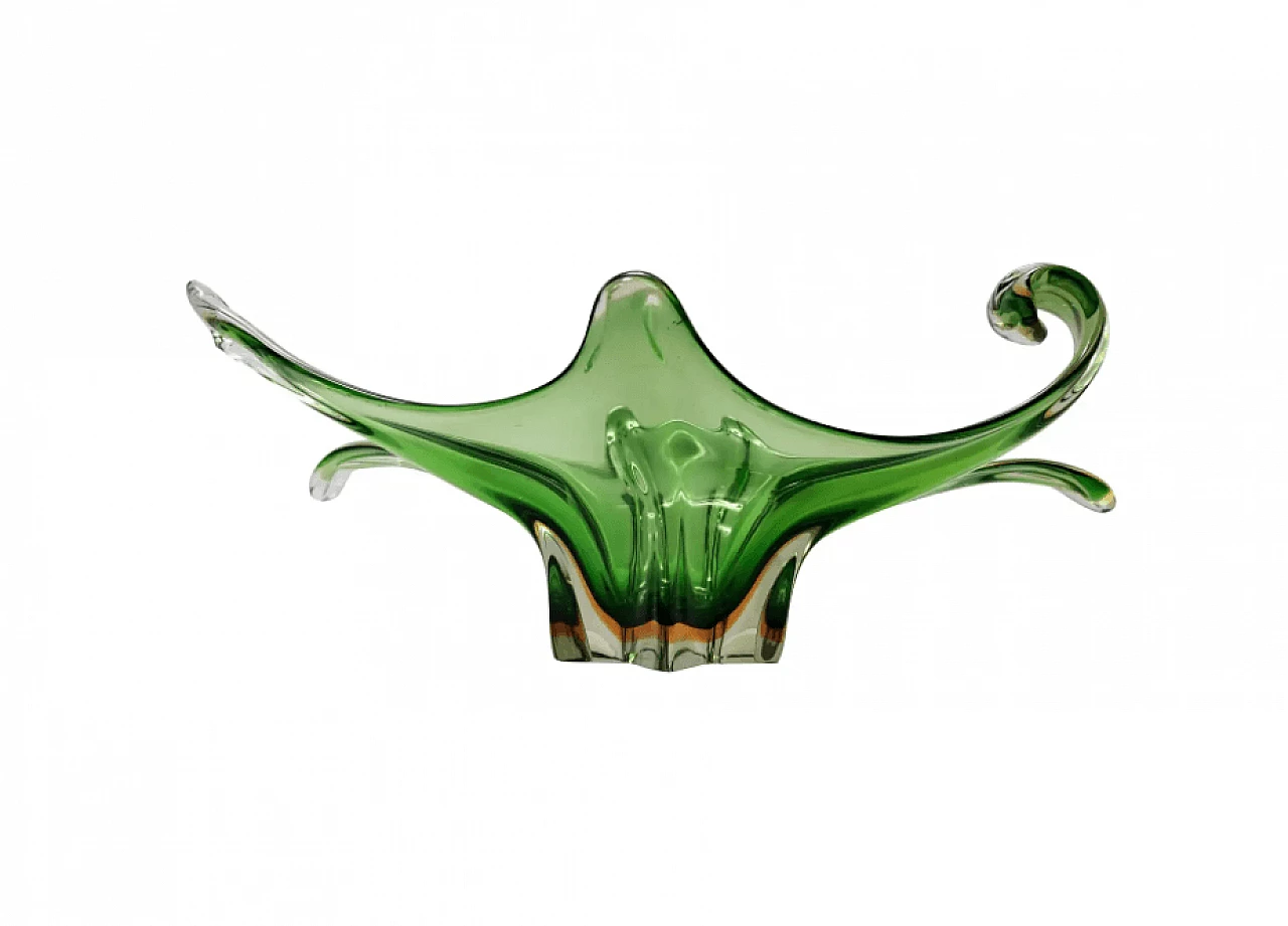 Centrotavola in vetro di Murano verde, anni '60 1