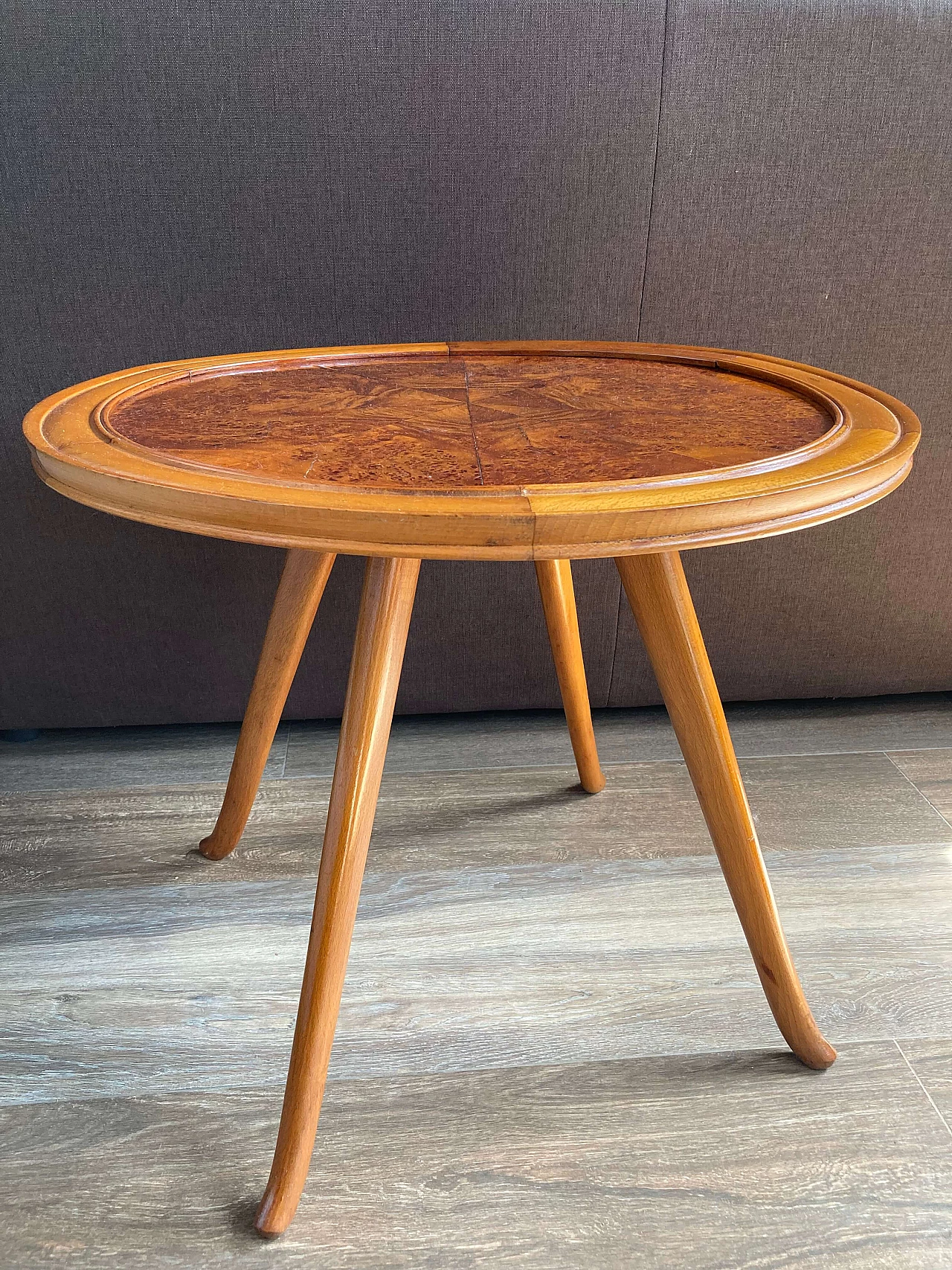 Tavolino in stile Art Déco in faggio e radica, anni '30 1