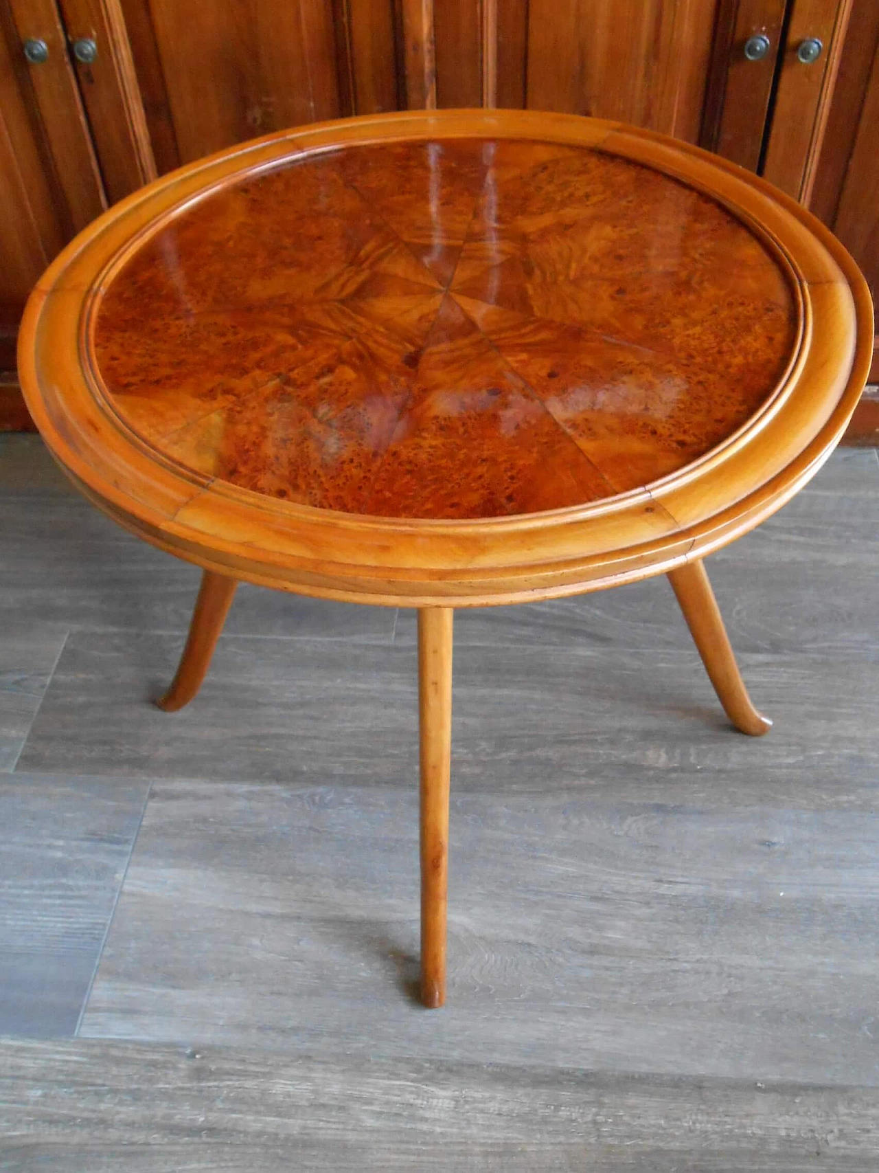 Tavolino in stile Art Déco in faggio e radica, anni '30 2