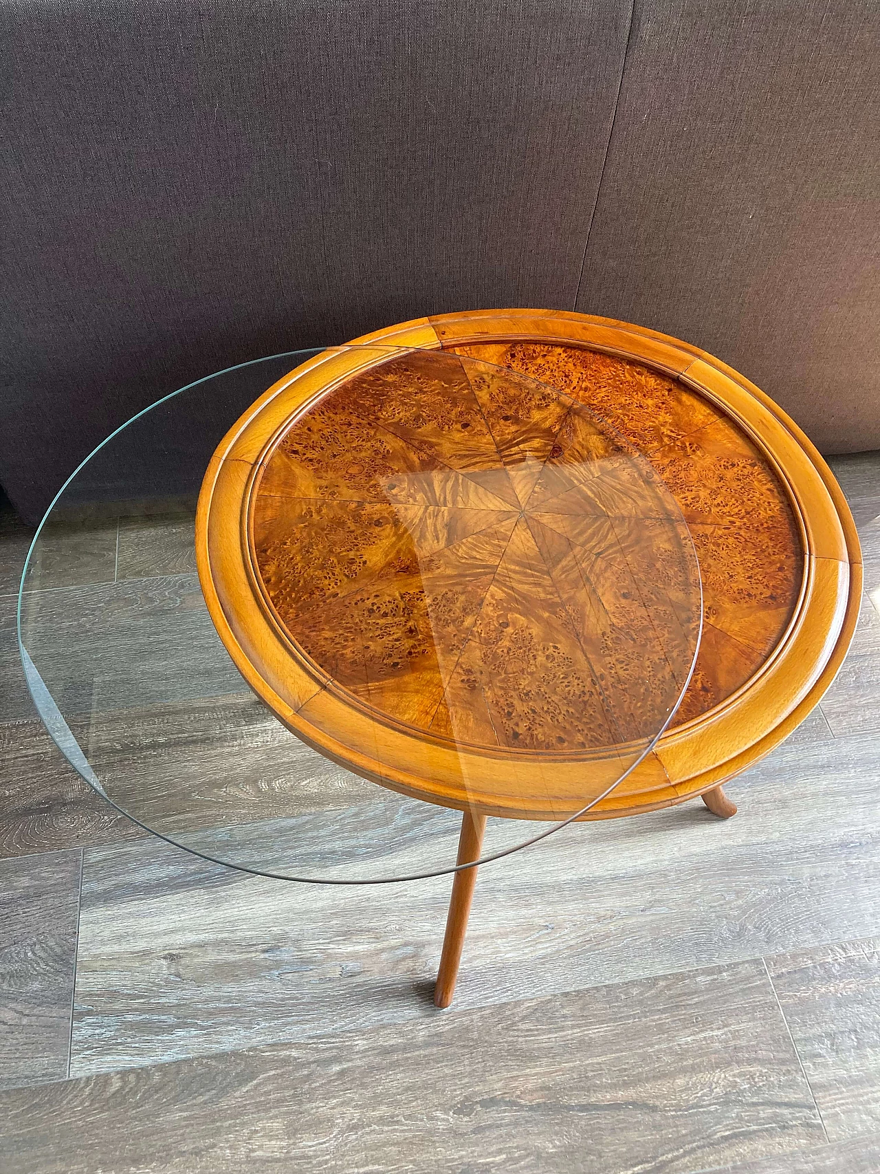 Tavolino in stile Art Déco in faggio e radica, anni '30 5