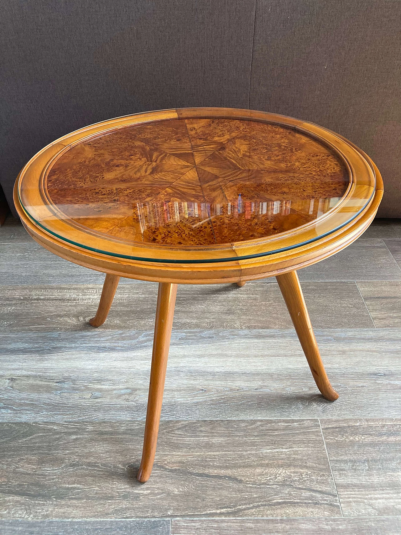 Tavolino in stile Art Déco in faggio e radica, anni '30 6