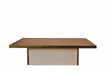 Wood and brass coffee table, 1970s