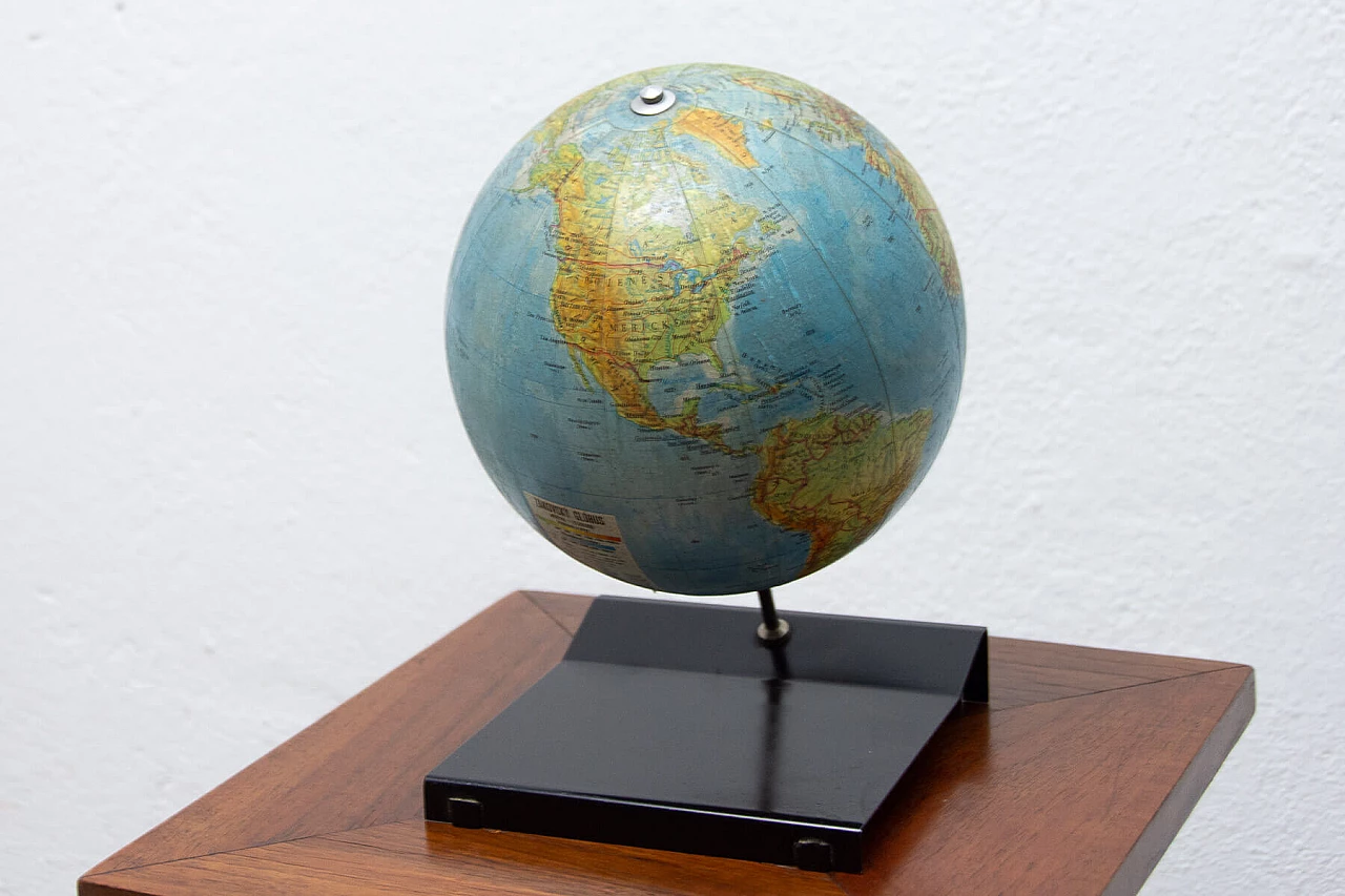 Plastic and wooden terrestrial globe, 1970s 2