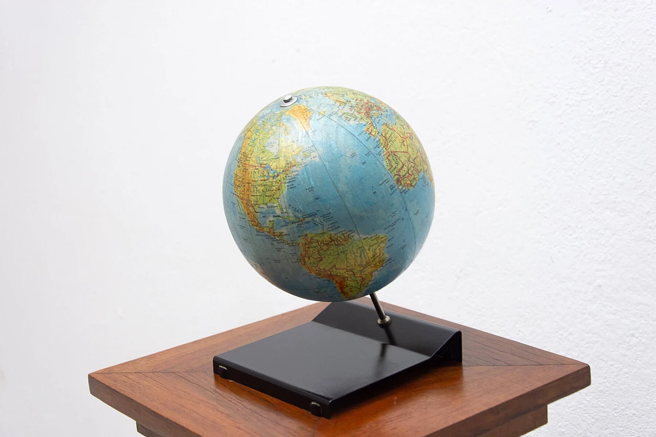 Plastic and wooden terrestrial globe, 1970s 3
