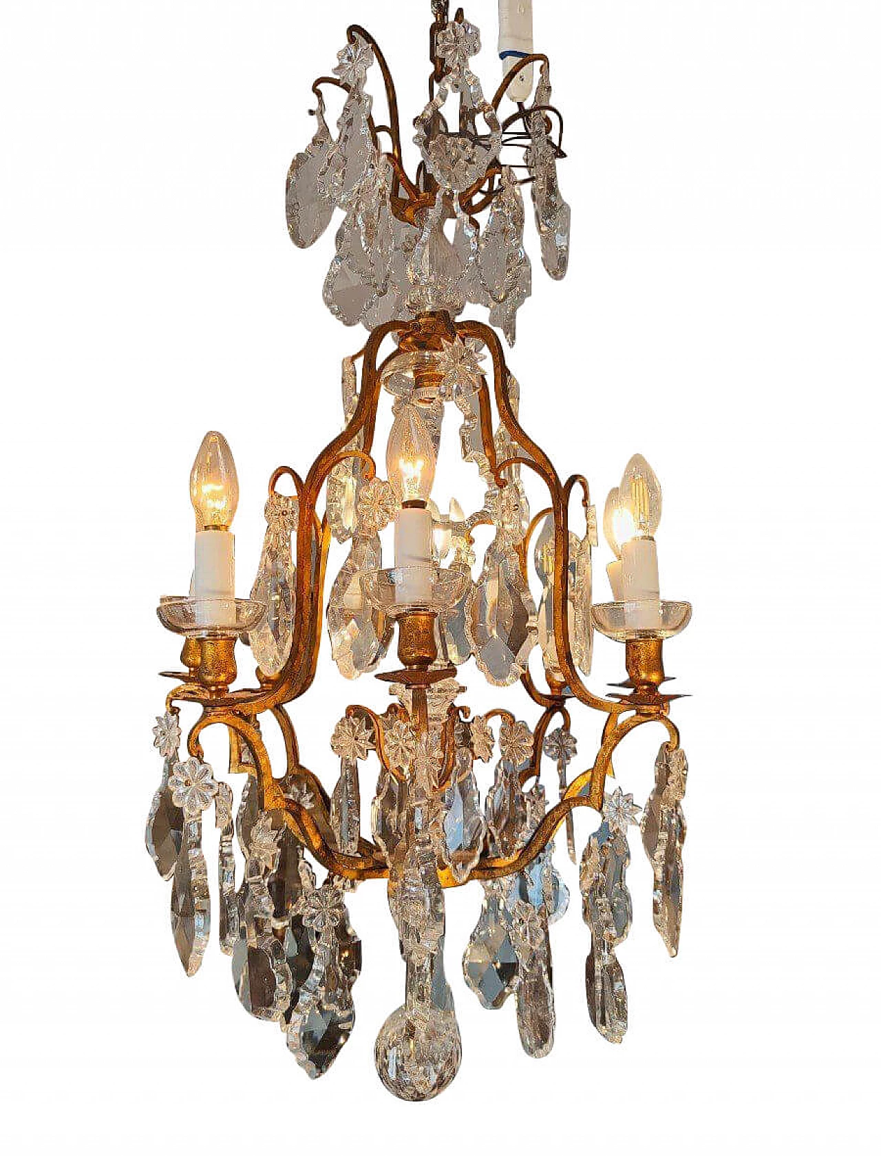 Lampadario in bronzo e cristalli Baccarat, inizio '900 11