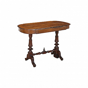 Umbertino style walnut coffee table with wavy feet, 19th century