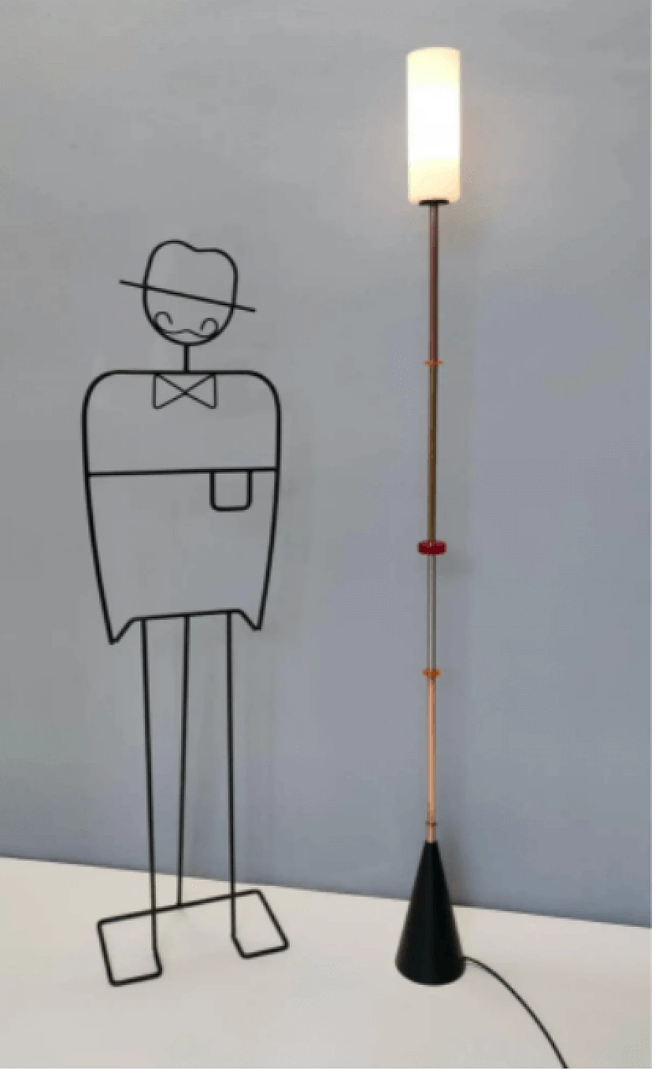 Floor lamp in glass, brass, aluminum, copper and iron by Carmelo La Gaipa, 2021 3