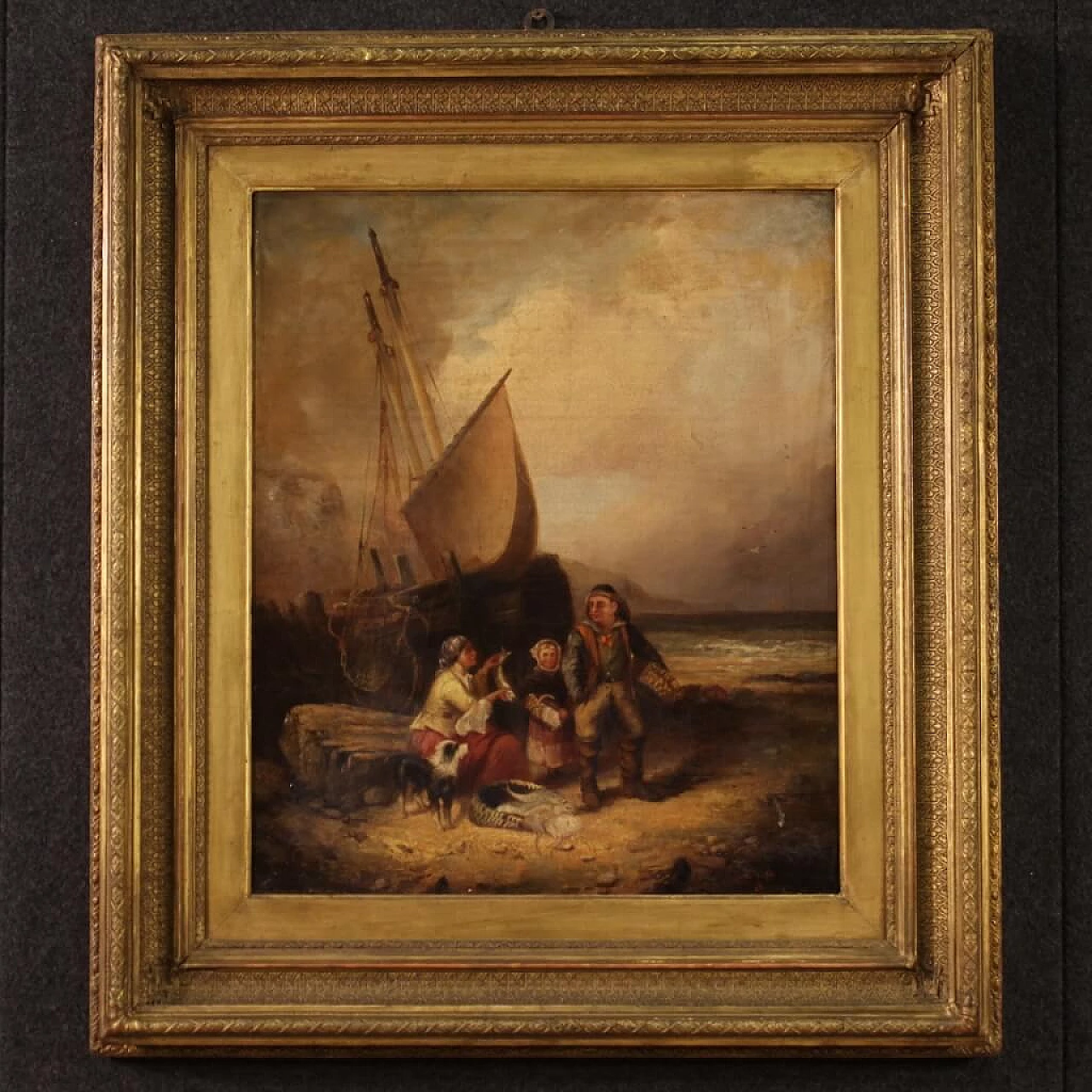 Oil on canvas depicting marine scene by Cheltenham Wake, 19th century 1