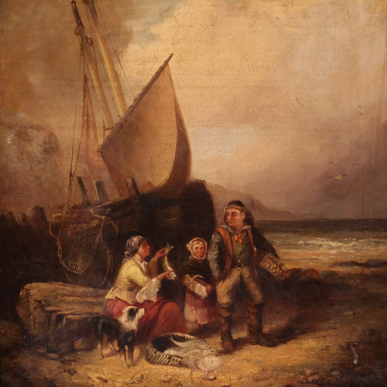 Oil on canvas depicting marine scene by Cheltenham Wake, 19th century 2