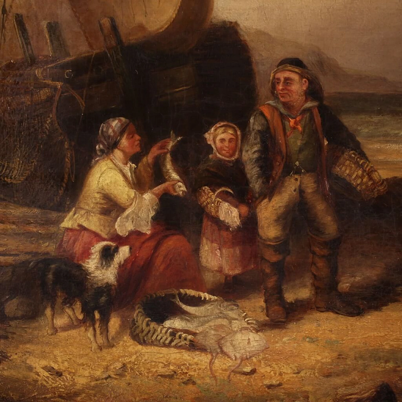 Oil on canvas depicting marine scene by Cheltenham Wake, 19th century 4