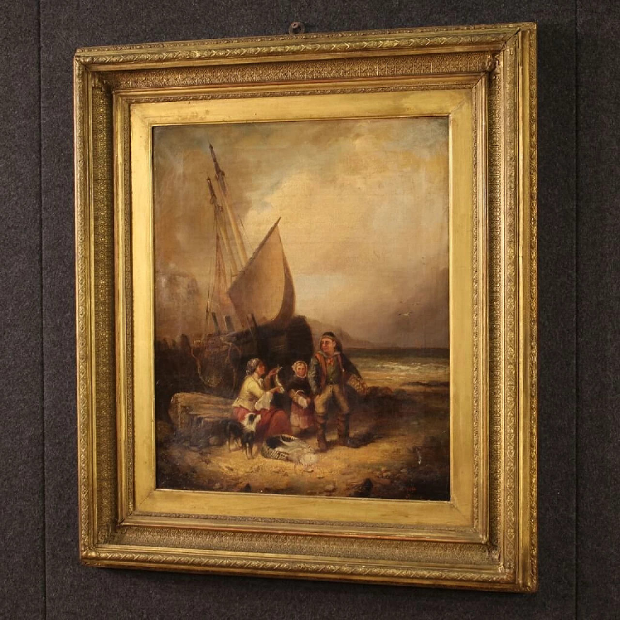 Oil on canvas depicting marine scene by Cheltenham Wake, 19th century 10
