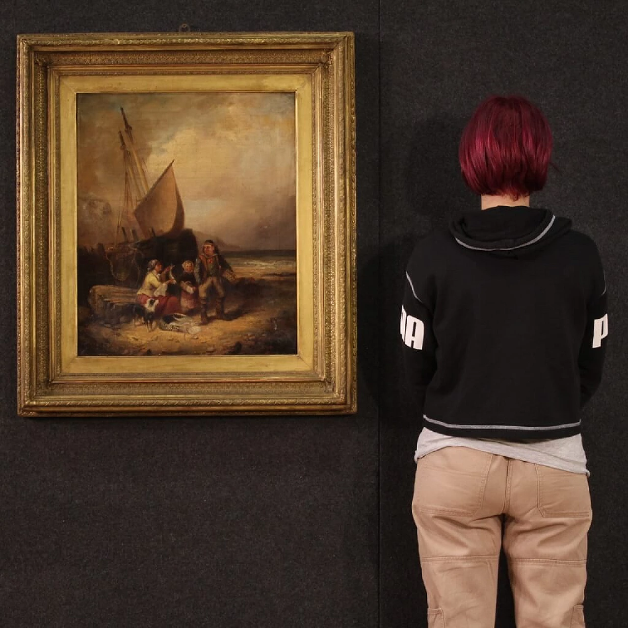 Oil on canvas depicting marine scene by Cheltenham Wake, 19th century 12