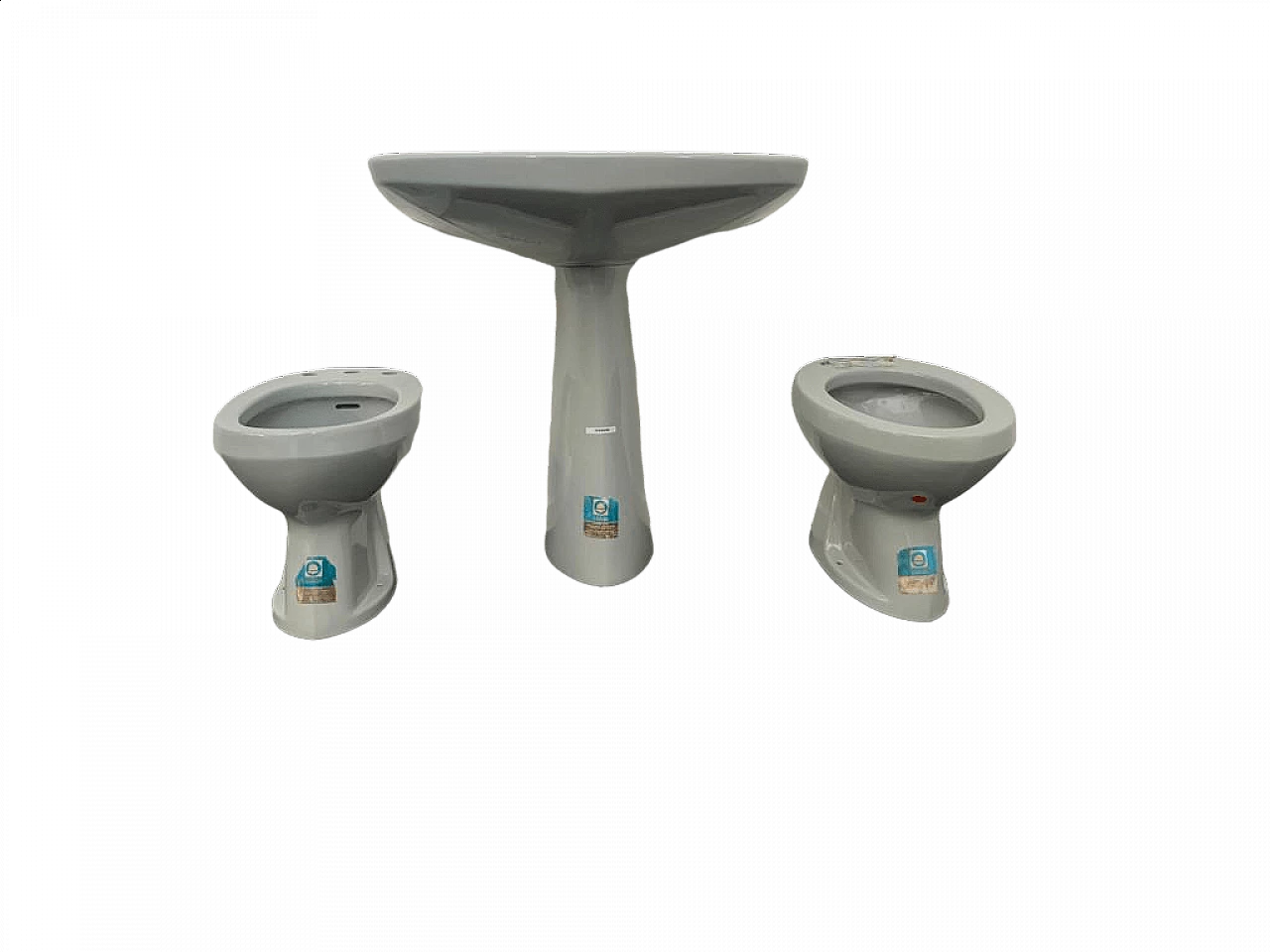 Platinum grey washbasin, bidet and WC by Gio Ponti for Ideal Standard, 1950s 12
