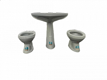 Platinum grey washbasin, bidet and WC by Gio Ponti for Ideal Standard, 1950s