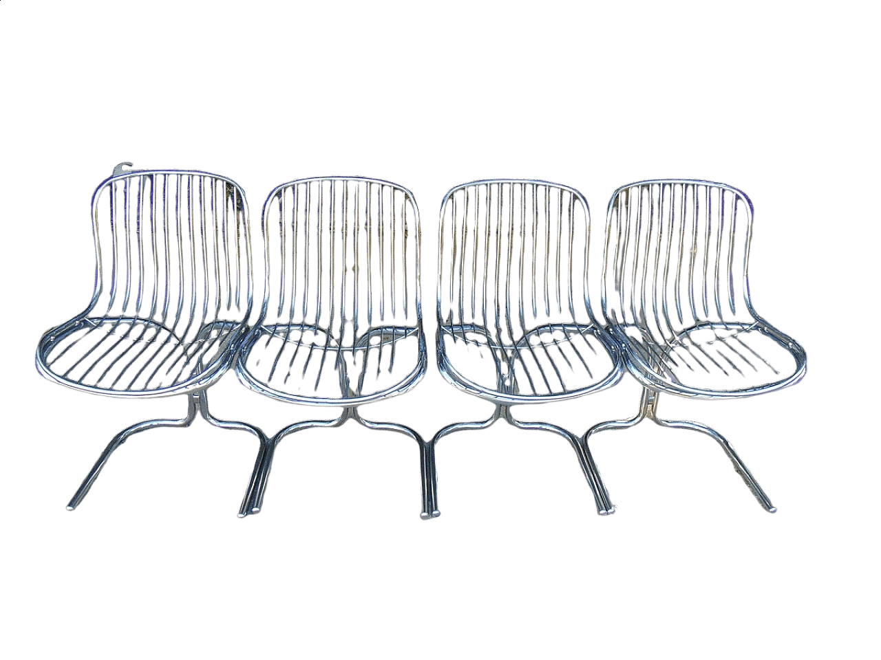4 Chrome-plated tubular chairs by Gastone Rinaldi, 1960s 10