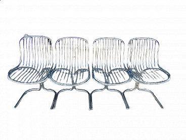 4 Chrome-plated tubular chairs by Gastone Rinaldi, 1960s
