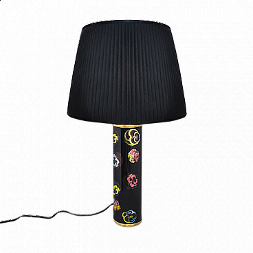 Table lamp by Piero Fornasetti with silk lampshade, 1970s